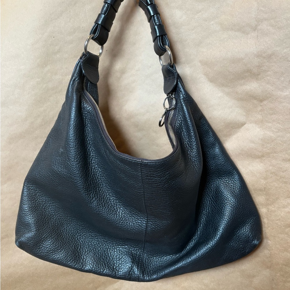 Large Danier Black Leather Hobo Bag